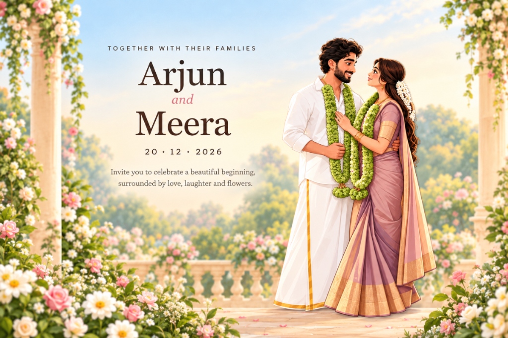 Temple Blossom wedding invitation design