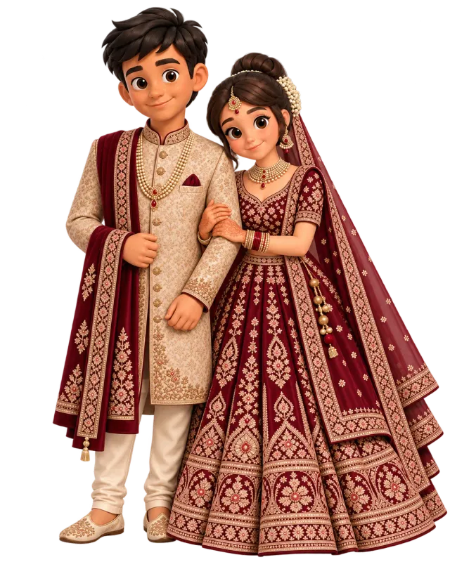 Illustration of Meera Iyer and Arjun Malhotra