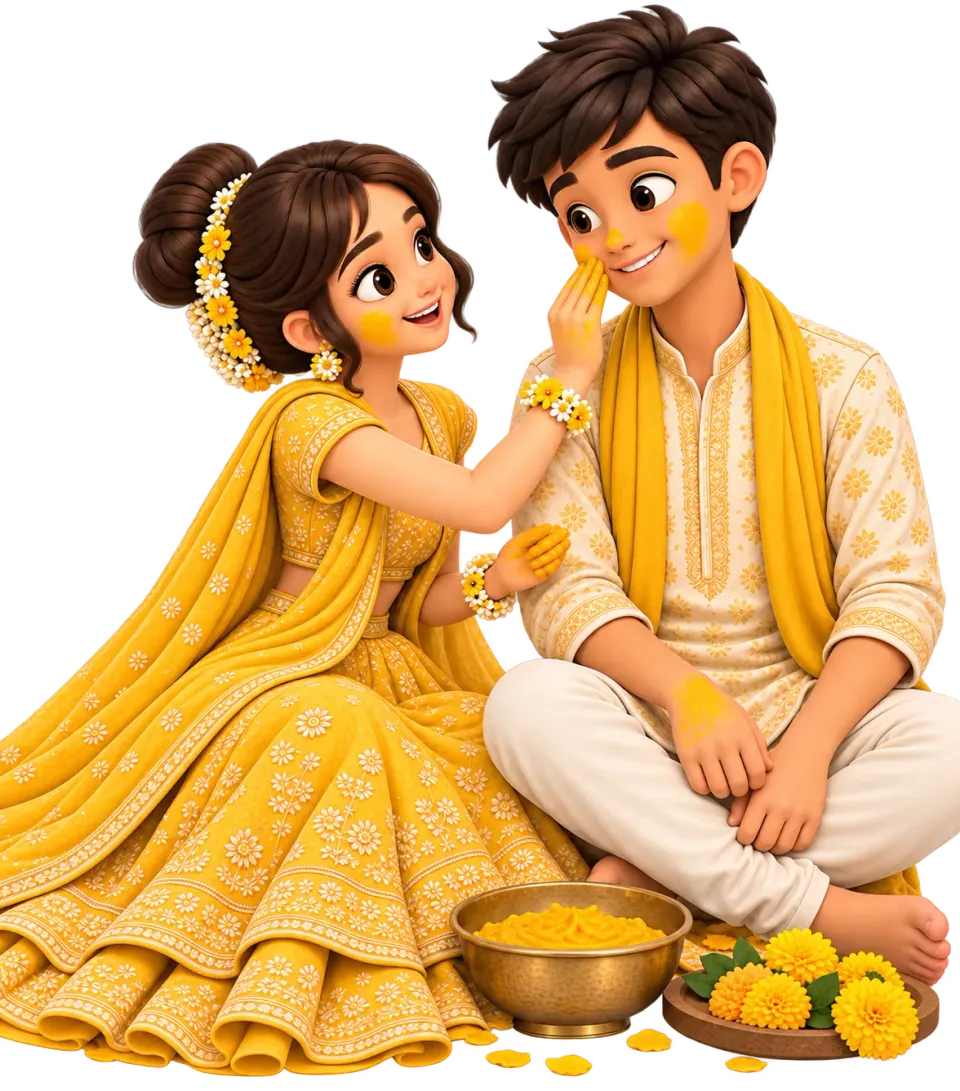 Couple celebrating Haldi