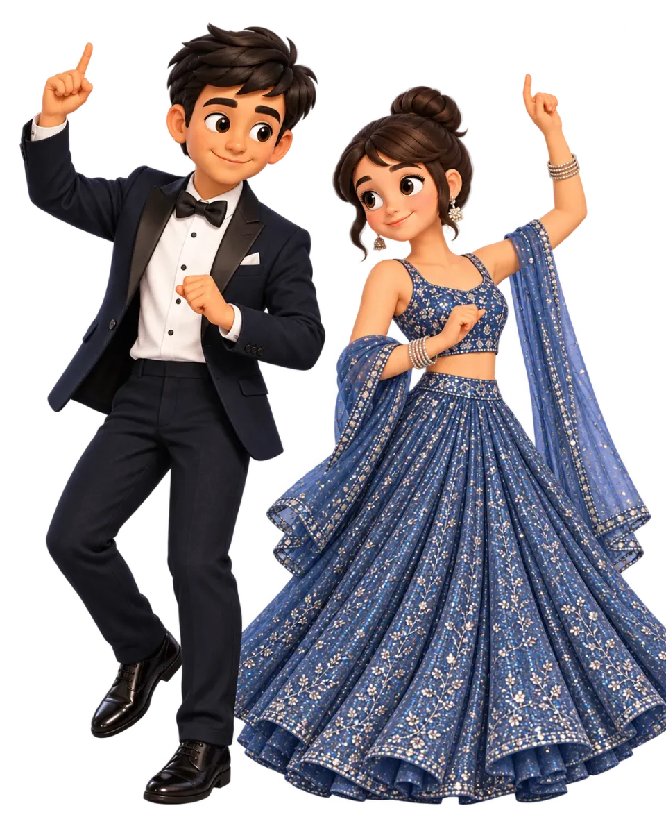 Couple celebrating Sangeet